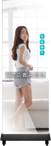 鏡面觸控廣告導覽機 多媒體客製化用途 智慧試衣鏡 虛擬換衣 穿搭神器